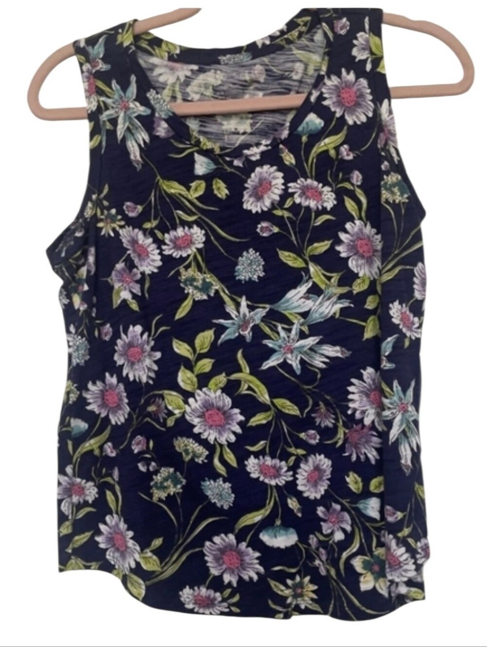 Blue Sol Size Medium Blue Floral Tank Top